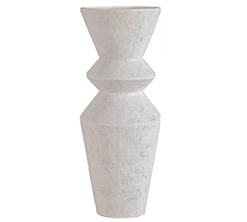 Χειροποίητο βάζο terracotta "Zig-Zag" μεταλ/κο λευκο 49.5cm