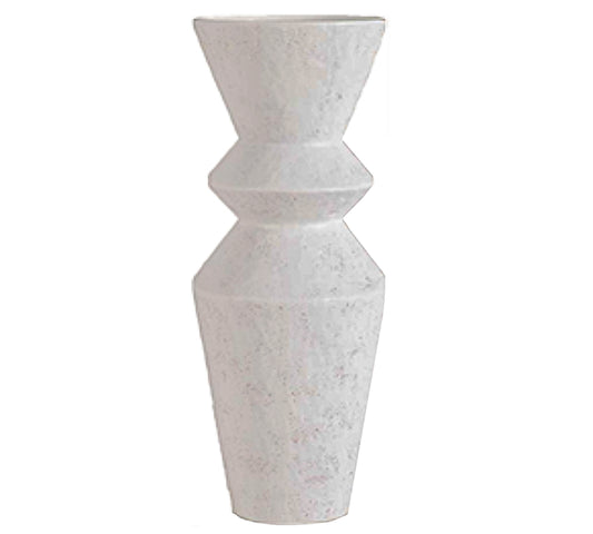 Χειροποίητο βάζο terracotta "Zig-Zag" μεταλ/κο λευκο 49.5cm