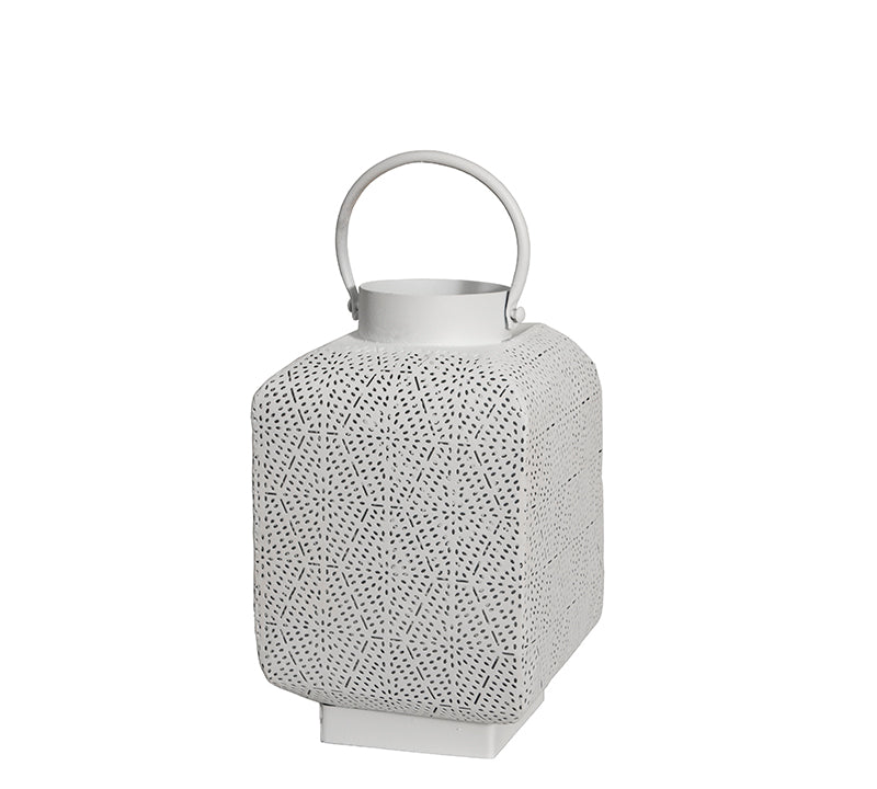 Μεταλλικό φανάρι με χερούλι 17x29cm λευκό