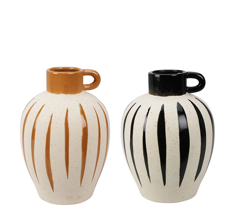 Ριγέ κεραμικό βάζο αμφορέας, 2χρμ.,15cm