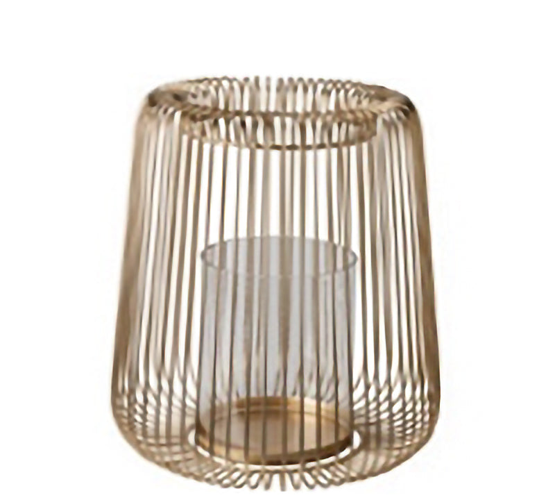 Φανάρι μεταλλικο με γυαλί, χρυσό 28cm