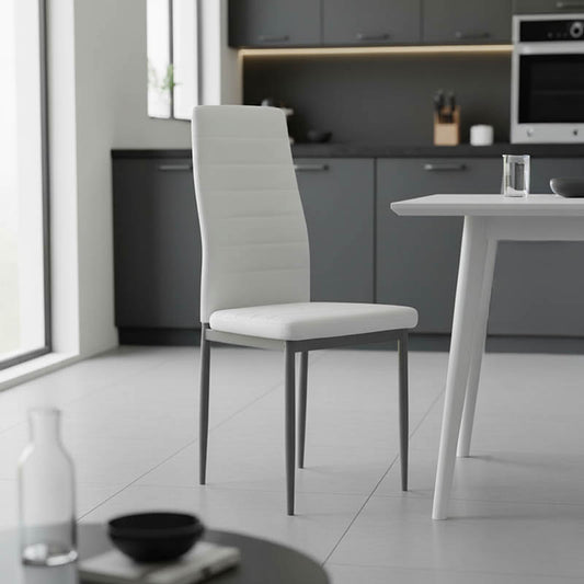 Καρέκλα Parker pakoworld μέταλλο-PU λευκό-γκρι πόδι 42x48x98εκ