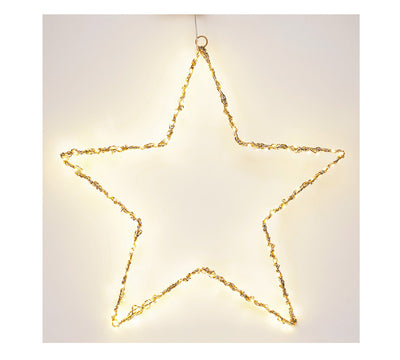 Συρμάτινο χρυσό αστέρι με 150Led και Timer,50cm