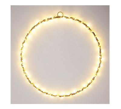Συρμάτινος χρυσός κύκλος με 120Led&Timer,30cm