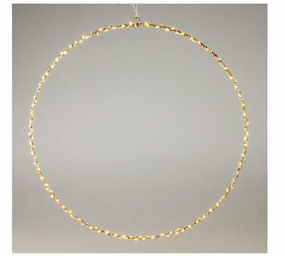 Συρμάτινος χρυσός κύκλος με 150Led&Timer,50cm