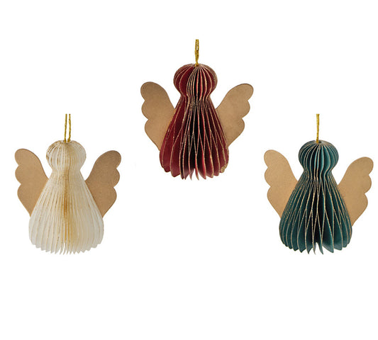 Χάρτινο στολίδι άγγελος 8cm σε 3 χρωμ.