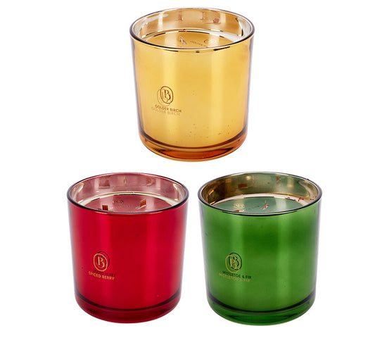 Αρωμ.κερί luxury collection σε γυάλα 15cm,3 θερμά χρ.