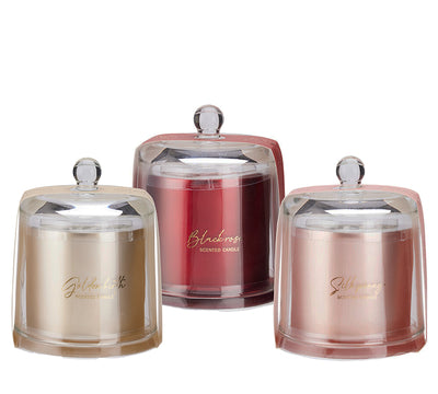 Αρωμ.κερί, γυαλινη καμπάνα σε 3 μεταλιζέ χρ.