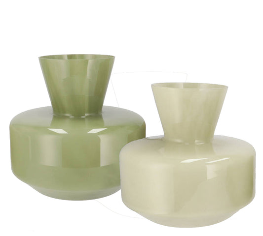 Γυαλινο minimal βάζο, λαδί χρ.,26x25cm