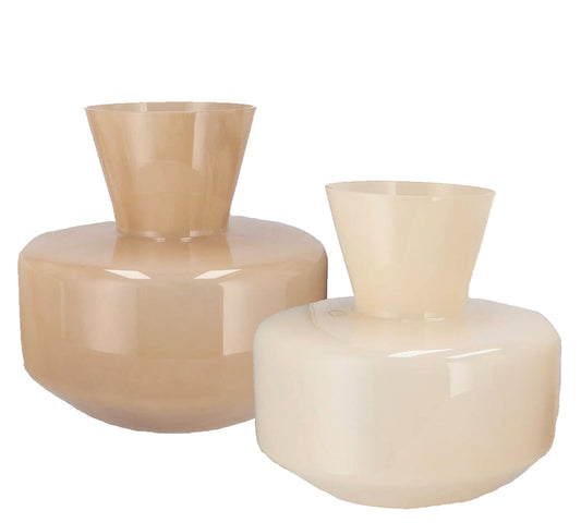 Γυαλινο minimal βάζο, κρεμ καραμελέ 26x25cm