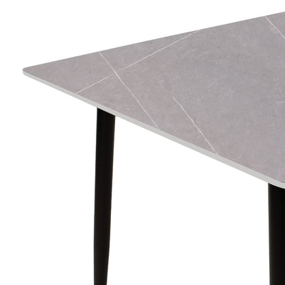 Τραπέζι Gustas pakoworld γκρι μαρμάρου sintered stone-μαύρο μέταλλο 160x80x75εκ