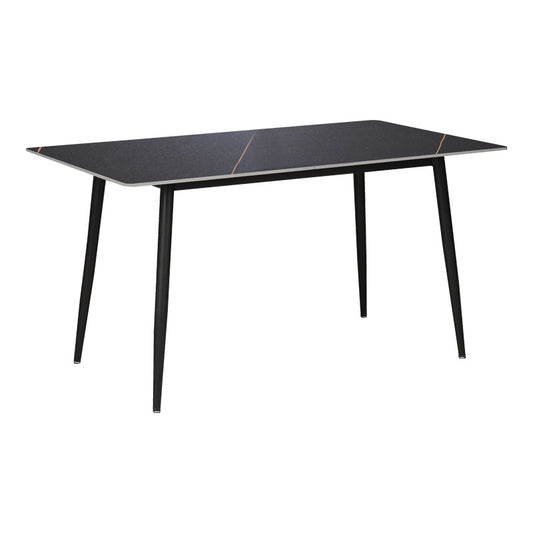 Τραπέζι Gustas pakoworld μαύρο μαρμάρου sintered stone-πόδι μαύρο μέταλλο 140x80x75εκ