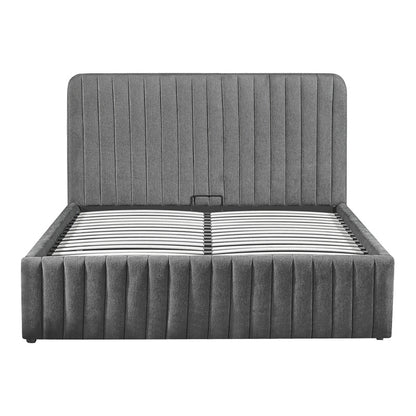 Κρεβάτι διπλό Zilin pakoworld ύφασμα ανθρακί με αποθηκευτικό χώρο 160x200εκ