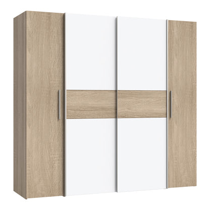 Ντουλάπα ρούχων Closet pakoworld τετράφυλλη sonoma oak-λευκό μελαμίνης 200x61.5x190.5εκ