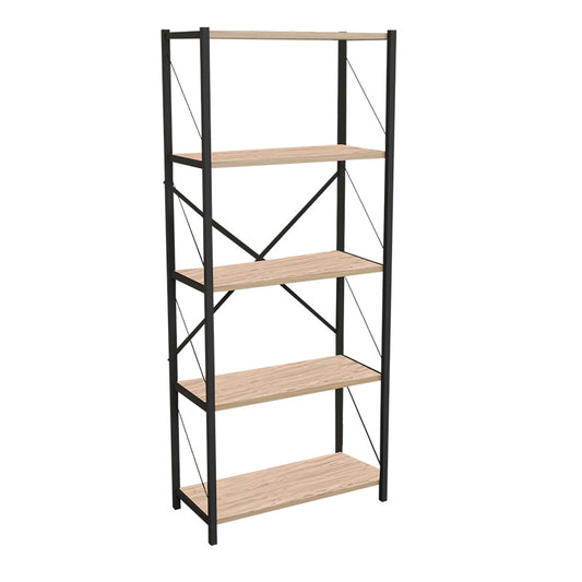 Βιβλιοθήκη Draizy pakoworld oak μελαμίνης-μαύρο μέταλλο 63x30x150εκ