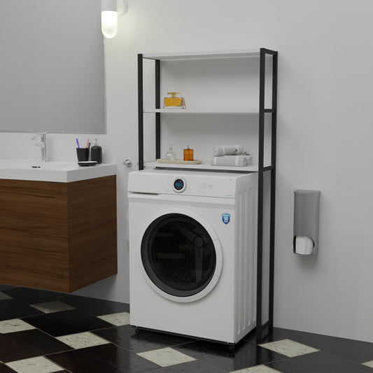 Έπιπλο πλυντηρίου Bothy pakoworld λευκό μελαμίνης-μαύρο μέταλλο 73x22x150εκ