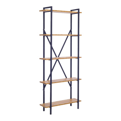 Βιβλιοθήκη Derena pakoworld oak με μαύρο μέταλλο 60x29x160εκ