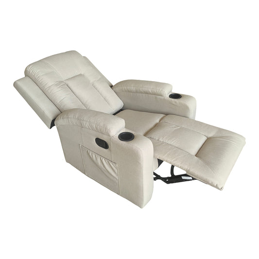 Πολυθρόνα relax με μηχανισμό massage Gessel pakoworld μπεζ ύφασμα 80x90x98εκ