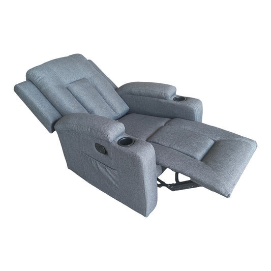 Πολυθρόνα relax με μηχανισμό massage Gessel pakoworld ανθρακί ύφασμα 80x90x98εκ