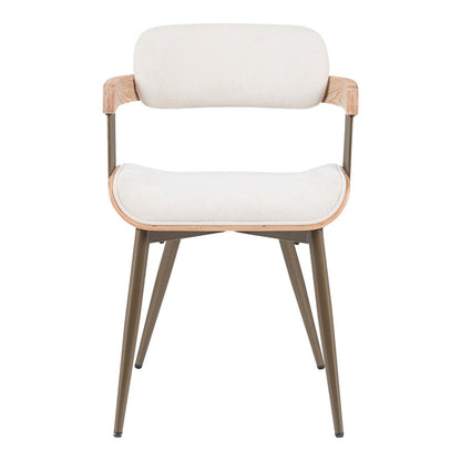Πολυθρόνα Cameo pakoworld μέταλλο μπρονζέ-white-wash ξύλο-μπέζ ύφασμα 53x49.5x75.5εκ