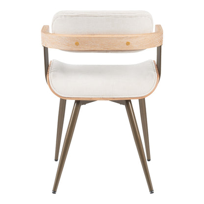 Πολυθρόνα Cameo pakoworld μέταλλο μπρονζέ-white-wash ξύλο-μπέζ ύφασμα 53x49.5x75.5εκ