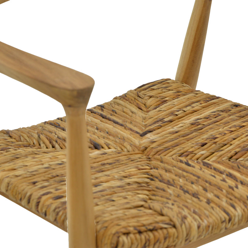 Πολυθρόνα Denverone pakoworld φυσικό teak ξύλο και ψάθα 57x54x79εκ