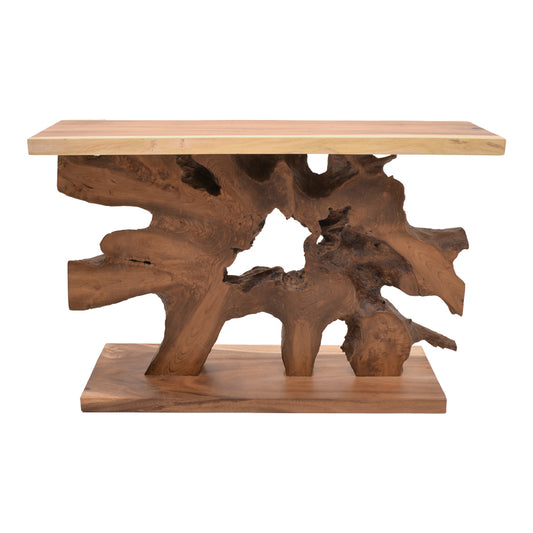 Κονσόλα Nasiol Inart teak ξύλο σε φυσική απόχρωση 120x40x75εκ