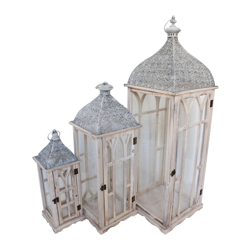 Φανάρια Danny Inart σετ 3τεμ αλουμίνιο σε φυσική απόχρωση