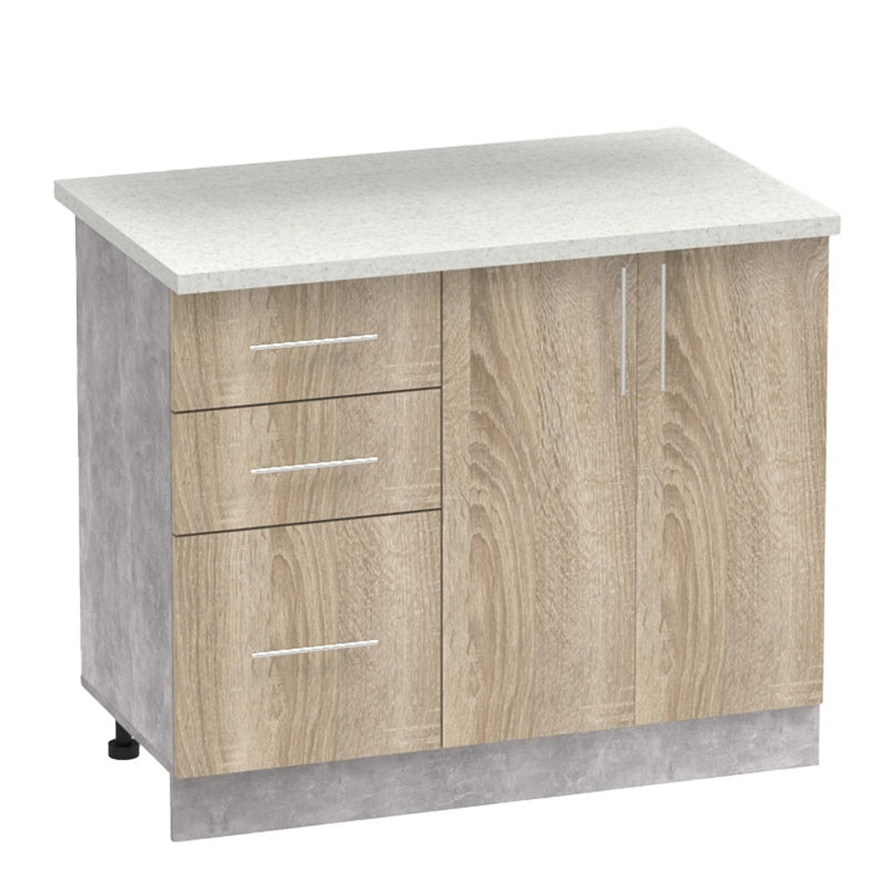 Σύνθεση κουζίνας Festa I pakoworld μελαμίνη σε sonoma απόχρωση και πάγκο σε ανοιχτό γκρι 100x60x85εκ