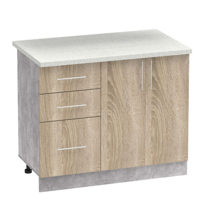 Σύνθεση κουζίνας Festa I pakoworld μελαμίνη σε sonoma απόχρωση και πάγκο σε ανοιχτό γκρι 100x60x85εκ