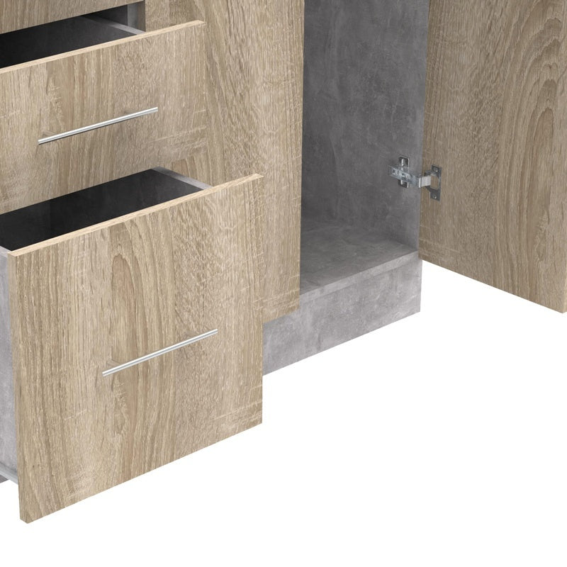 Σύνθεση κουζίνας Festa I pakoworld μελαμίνη σε sonoma απόχρωση και πάγκο σε ανοιχτό γκρι 100x60x85εκ