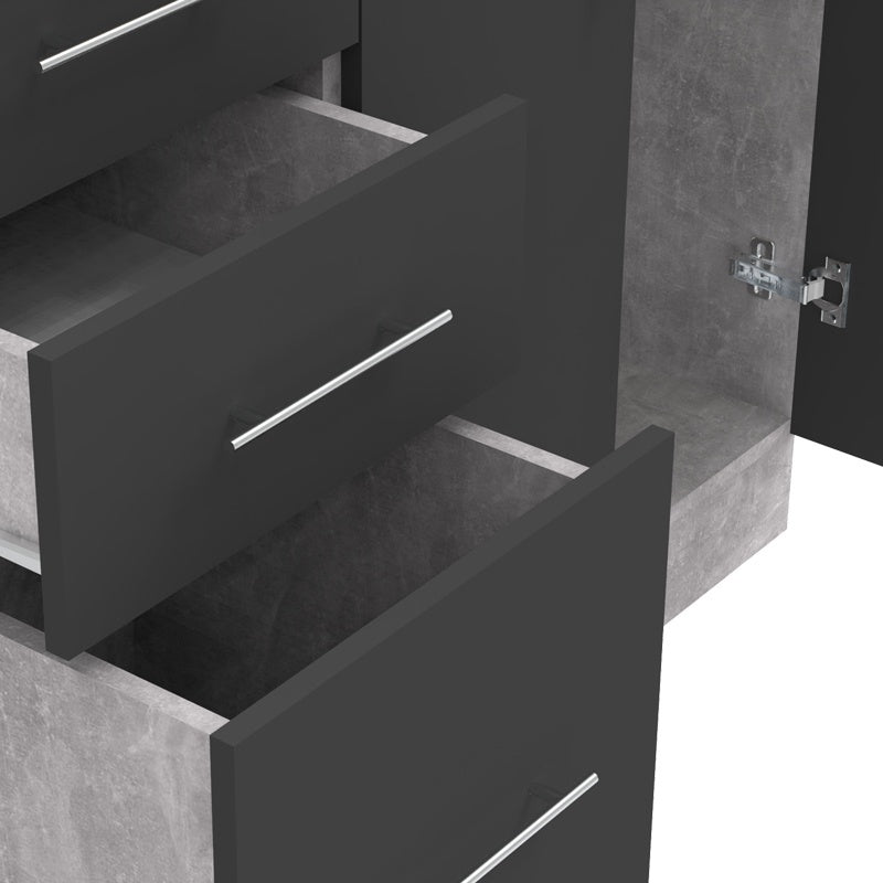 Σύνθεση κουζίνας Festa I pakoworld μελαμίνη σε ανθρακί και πάγκο σε sonoma απόχρωση 100x60x85εκ