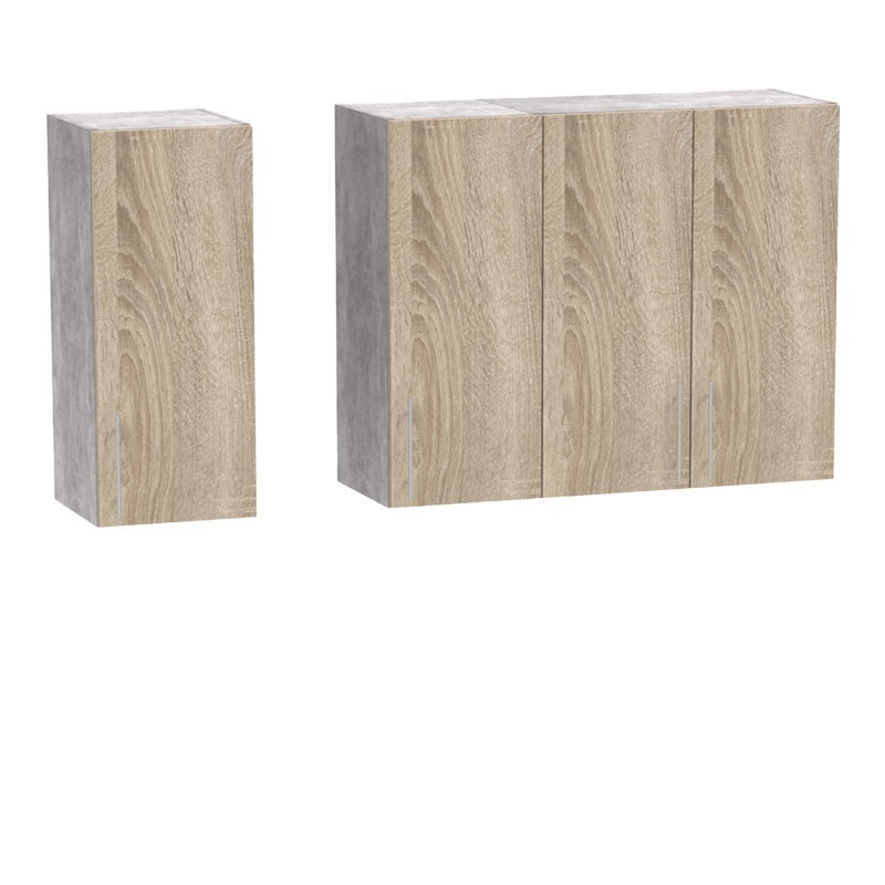 Σύνθεση κουζίνας Festa II pakoworld μελαμίνη σε sonoma απόχρωση και πάγκο σε ανοιχτό γκρι 120x60x85ε