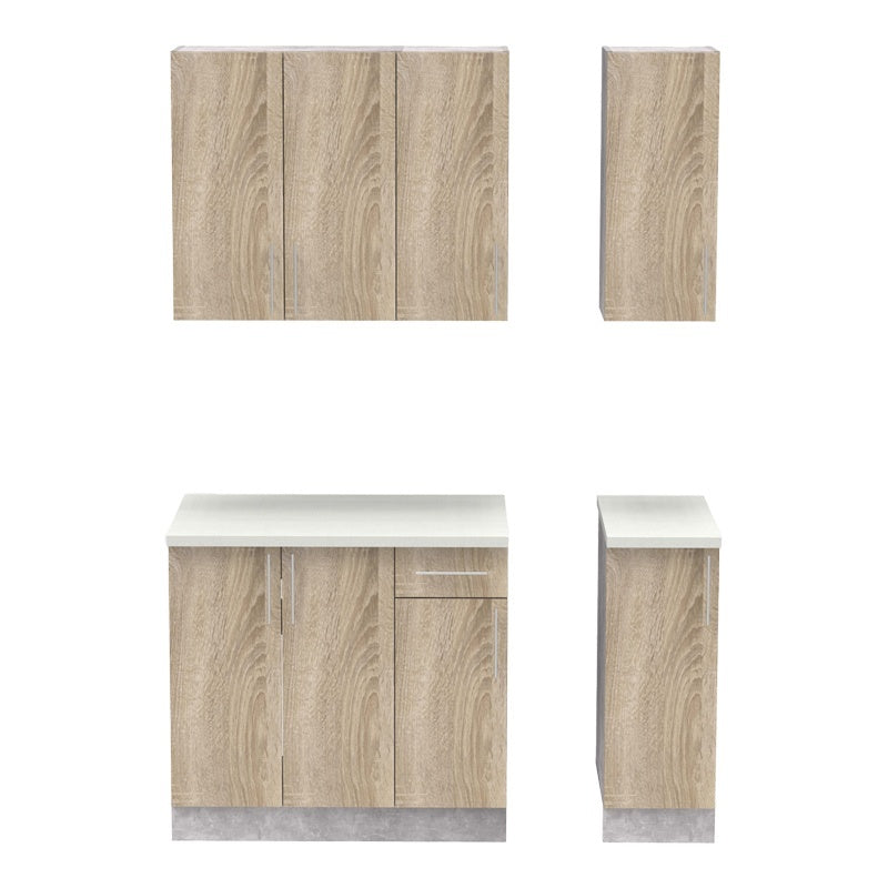 Σύνθεση κουζίνας Festa II pakoworld μελαμίνη σε sonoma απόχρωση και πάγκο σε ανοιχτό γκρι 120x60x85ε