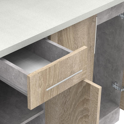 Σύνθεση κουζίνας Festa II pakoworld μελαμίνη σε sonoma απόχρωση και πάγκο σε ανοιχτό γκρι 120x60x85ε