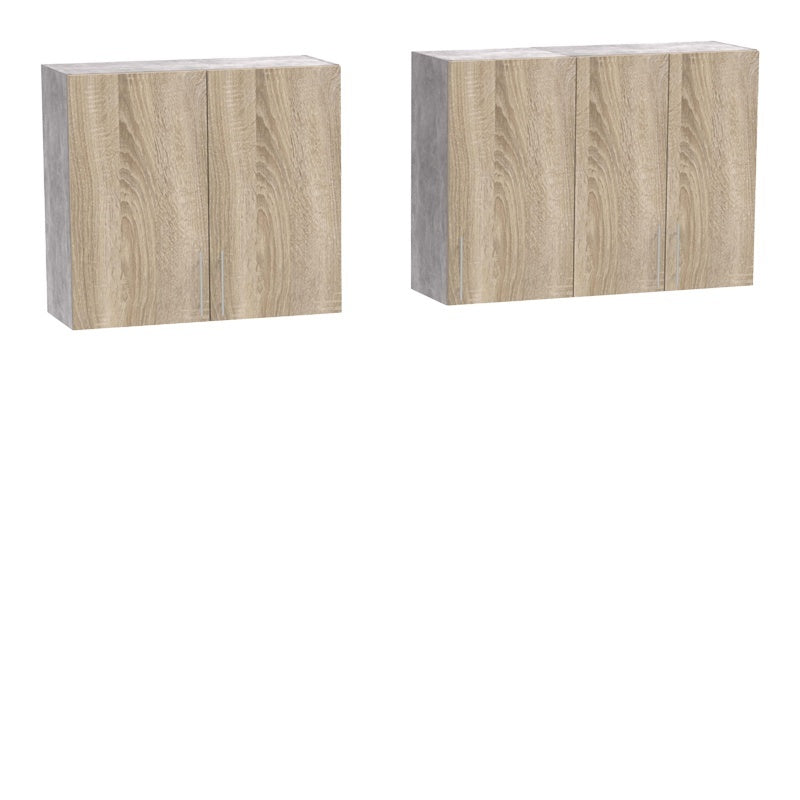 Σύνθεση κουζίνας Festa V pakoworld μελαμίνη σε sonoma απόχρωση και πάγκο σε ανοιχτό γκρι 180x60x85εκ