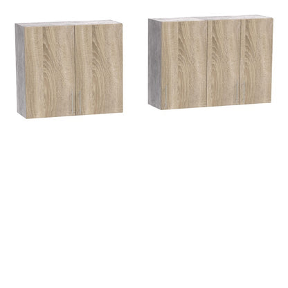 Σύνθεση κουζίνας Festa V pakoworld μελαμίνη σε sonoma απόχρωση και πάγκο σε ανοιχτό γκρι 180x60x85εκ