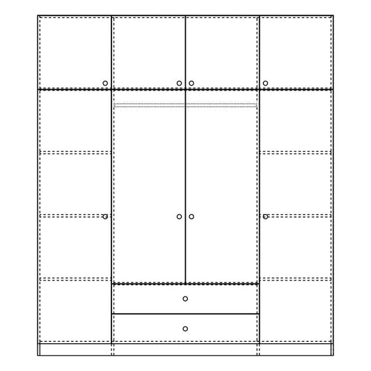 Ντουλάπα τετράφυλλη με συρτάρια Royal pakoworld σε sonoma απόχρωση 200x58x230εκ