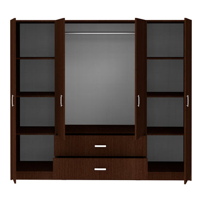 Ντουλάπα τετράφυλλη Royal pakoworld με συρτάρια wenge 200x58x177εκ