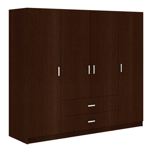 Ντουλάπα τετράφυλλη Royal pakoworld με συρτάρια wenge 200x58x177εκ