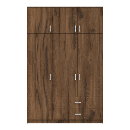 Ντουλάπα τρίφυλλη με συρτάρια Royal pakoworld καρυδι-oak 150x58x230εκ