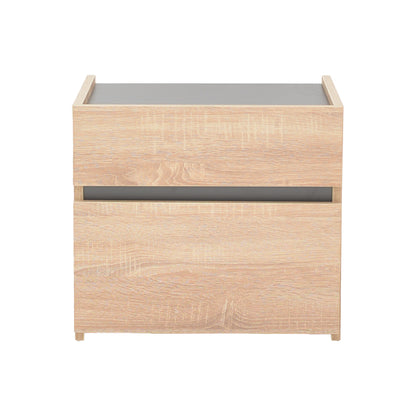 Κομοδίνο Comcie pakoworld σε φυσικό με γκρι απόχρωση 50x42x45.5εκ