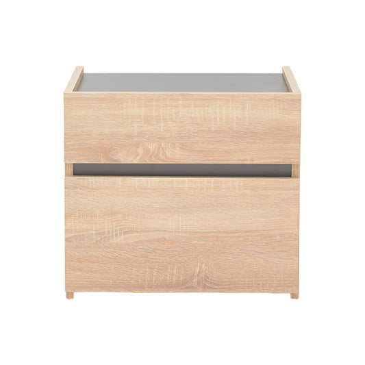 Κομοδίνο Comcie pakoworld σε φυσικό με γκρι απόχρωση 50x42x45.5εκ
