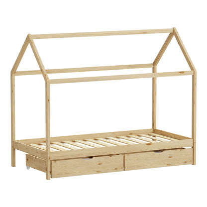 Παιδικό κρεβάτι Mellin τ. Montessori με 2 συρτάρια pakoworld ξύλο πεύκου σε φυσική απόχρωση 90x190εκ