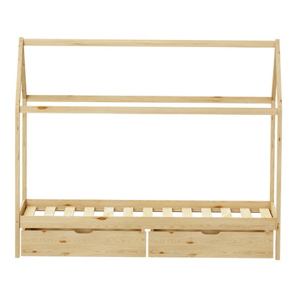 Παιδικό κρεβάτι Mellin τ. Montessori με 2 συρτάρια pakoworld ξύλο πεύκου σε φυσική απόχρωση 90x190εκ