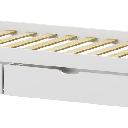 Παιδικό κρεβάτι Mellin τ. Montessori με 2 συρτάρια pakoworld ξύλο πεύκου σε λευκή απόχρωση 90x190εκ