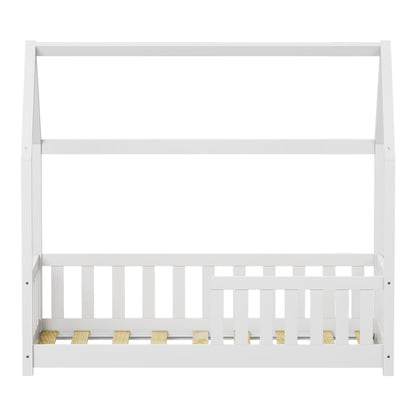 Παιδικό κρεβάτι Bambie με κιγκλίδωμα τ. Montessori pakoworld ξύλο πεύκου σε λευκή απόχρωση 70x140εκ