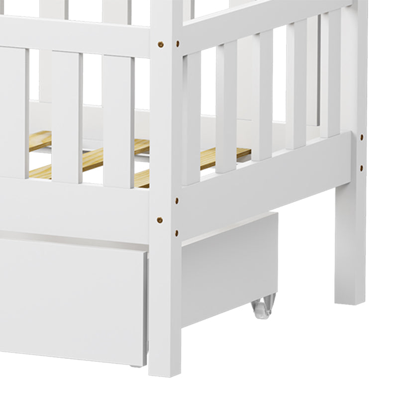 Παιδικό κρεβάτι Bendina τ. Montessori με συρτάρι pakoworld ξύλο πεύκου σε λευκή απόχρωση 70x140εκ