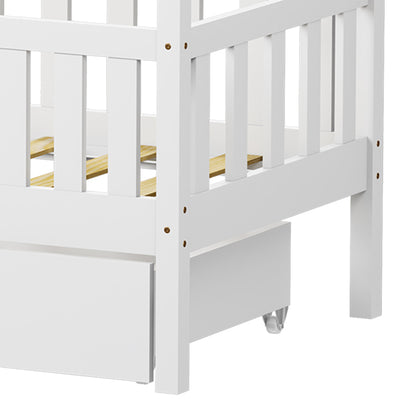 Παιδικό κρεβάτι Bendina τ. Montessori με συρτάρι pakoworld ξύλο πεύκου σε λευκή απόχρωση 70x140εκ