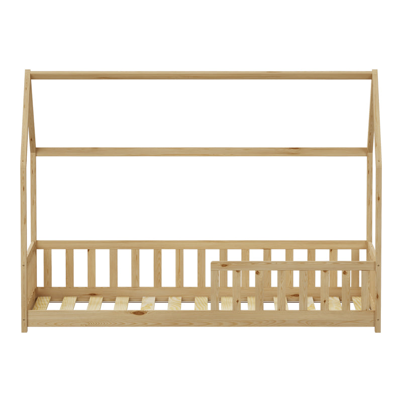 Παιδικό κρεβάτι Callan τ. Montessori με κιγκλίδωμα pakoworld ξύλο πεύκου σε φυσική απόχρωση 90x190εκ